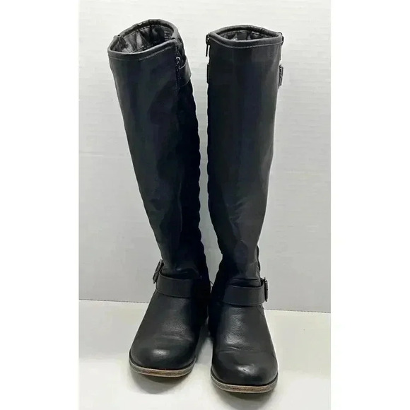 Justfab Women's Size 7 Black Faux Leather Corinthia Quilted Riding Boots Zip Up - Picture 2 of 8